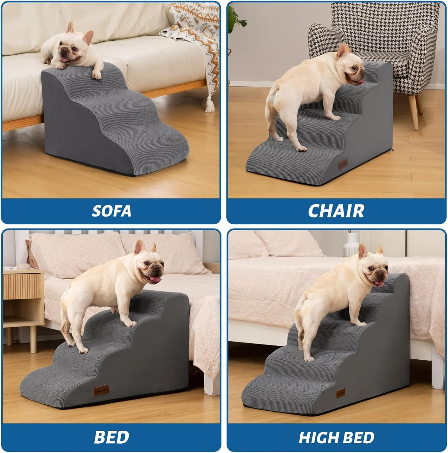 Aodisman 4-Step Dog Stairs with non-slip bottom detail
