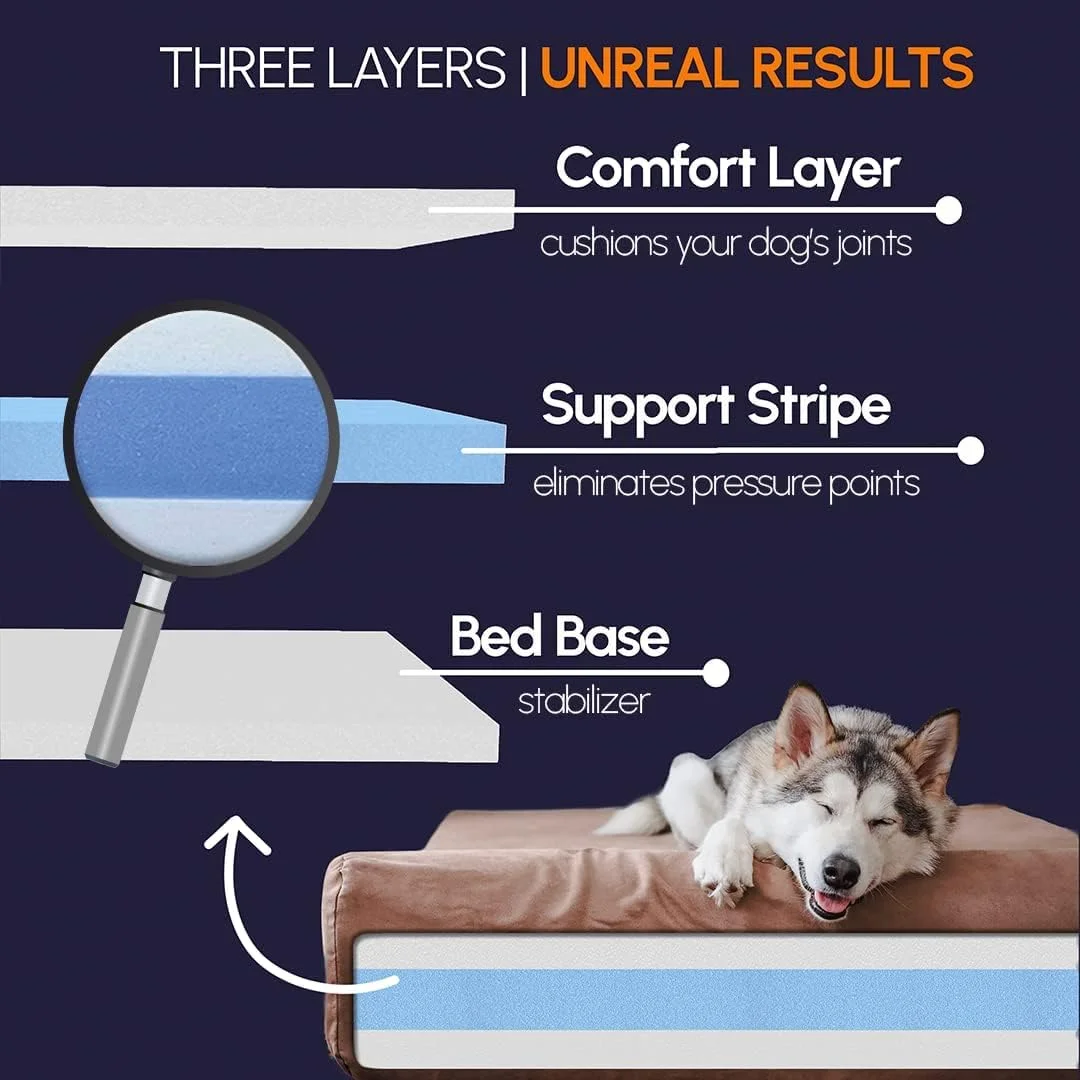 Profile view of the Barker Beds Large Orthopedic Dog Bed, showing its depth and quality construction
