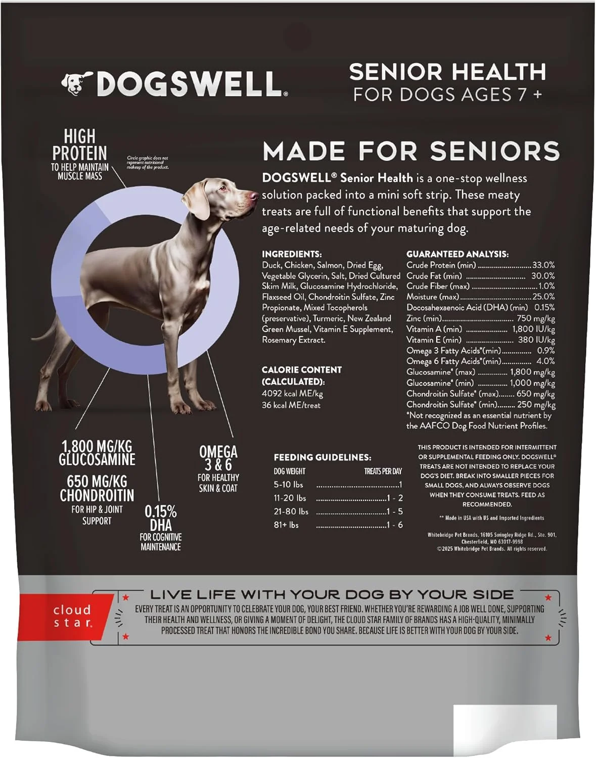 Dogswell Lifestage Senior Treats enriched with DHA from salmon for cognitive function