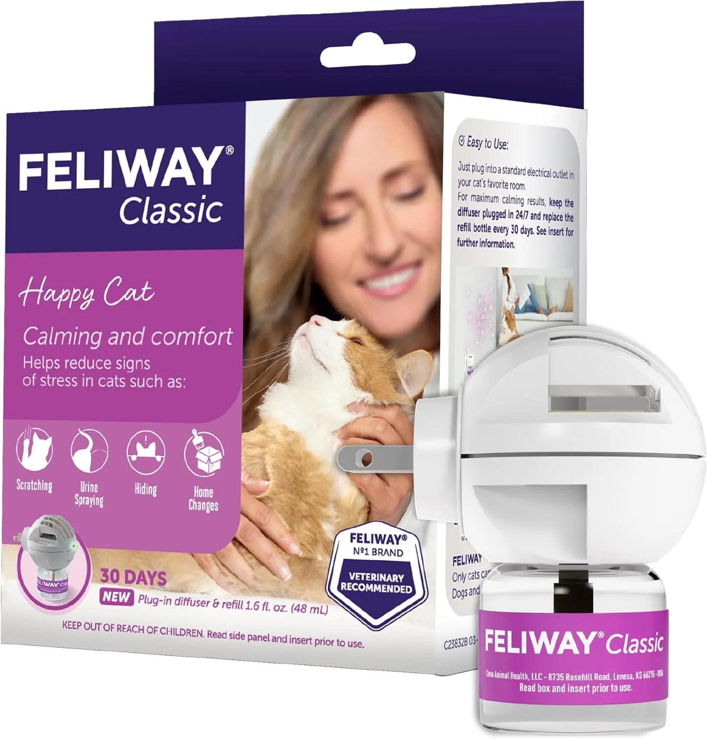 FELIWAY Classic Cat Calming Diffuser Kit plugged in, releasing calming pheromones