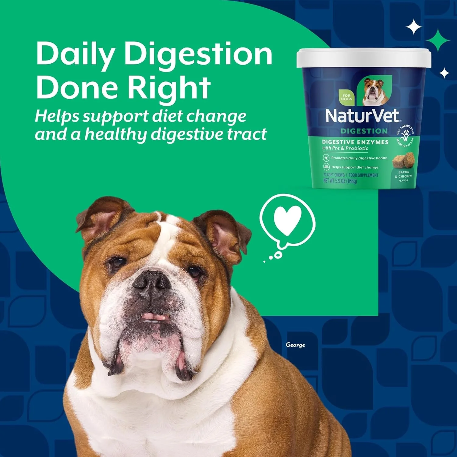 A dog happily taking a NaturVet Digestive Enzymes Soft Chew