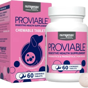 Nutramax Proviable Probiotics for Dogs, Daily Digestive Health Supplement with Multiple Strains of Bacteria, Dog Probiotics Plus Prebiotics, 60 Chewable Tablets view 1