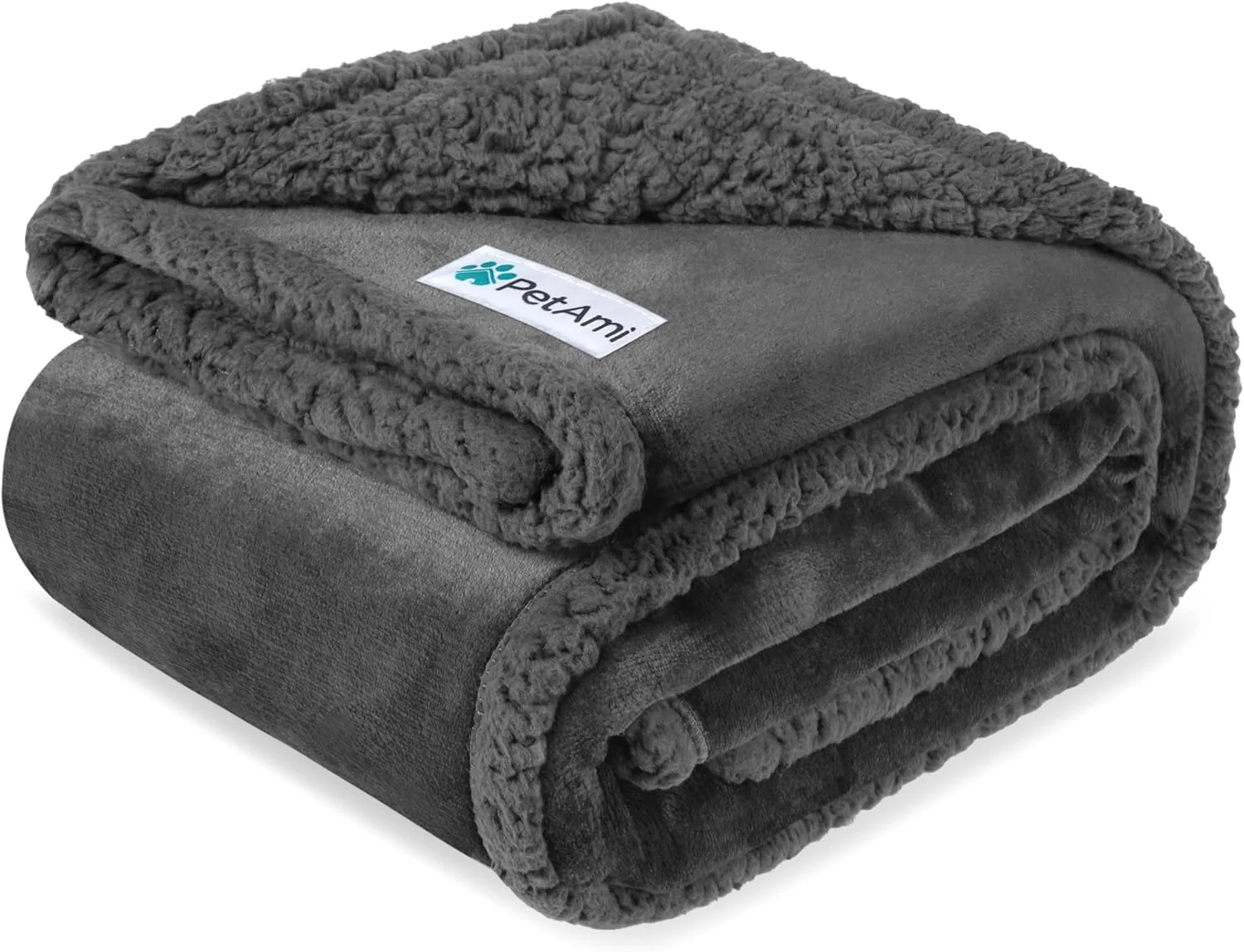 Close-up of the plush Sherpa fleece side of the PetAmi waterproof dog blanket