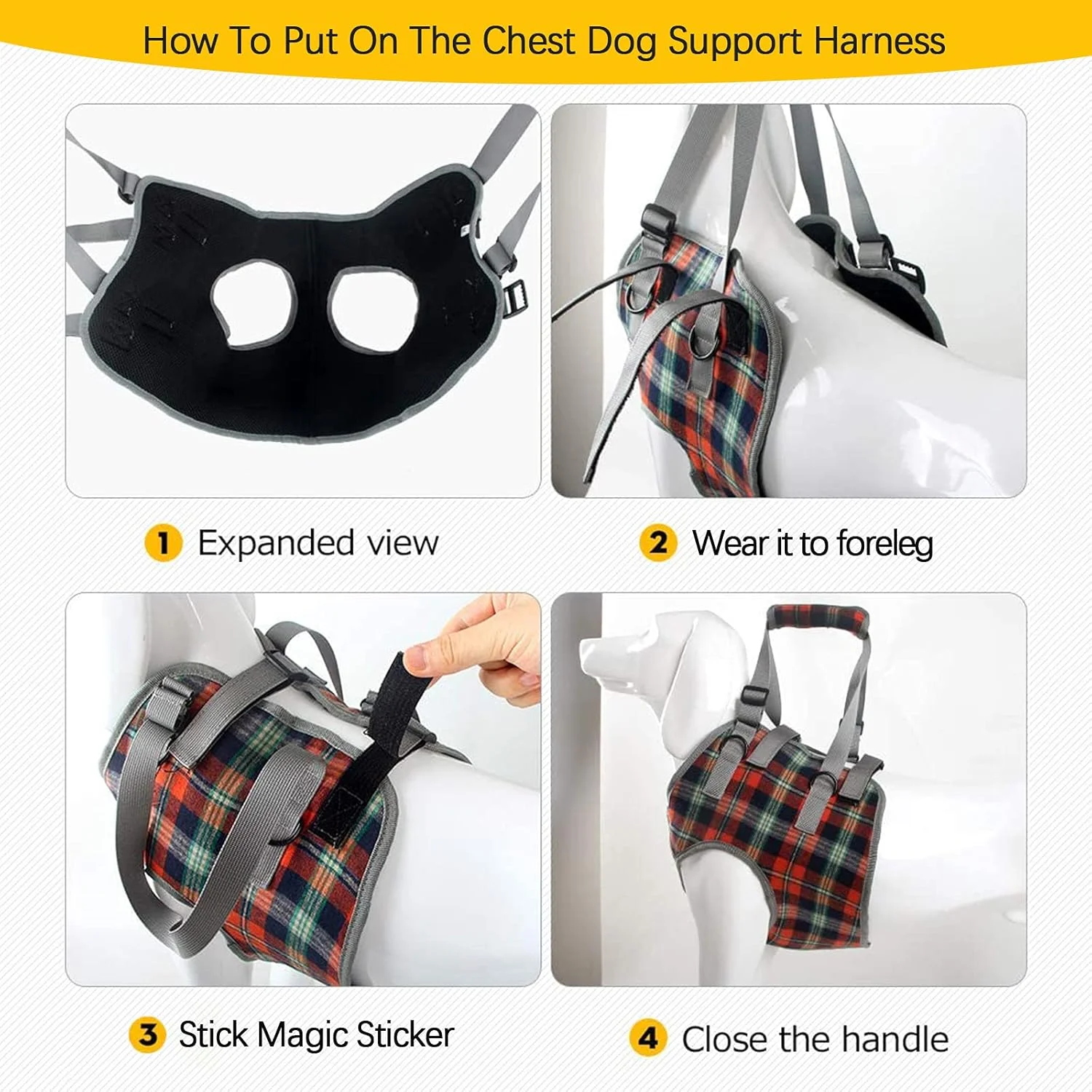 Diagram showing the contoured chest support of the ROZKITCH Dog Lift Harness