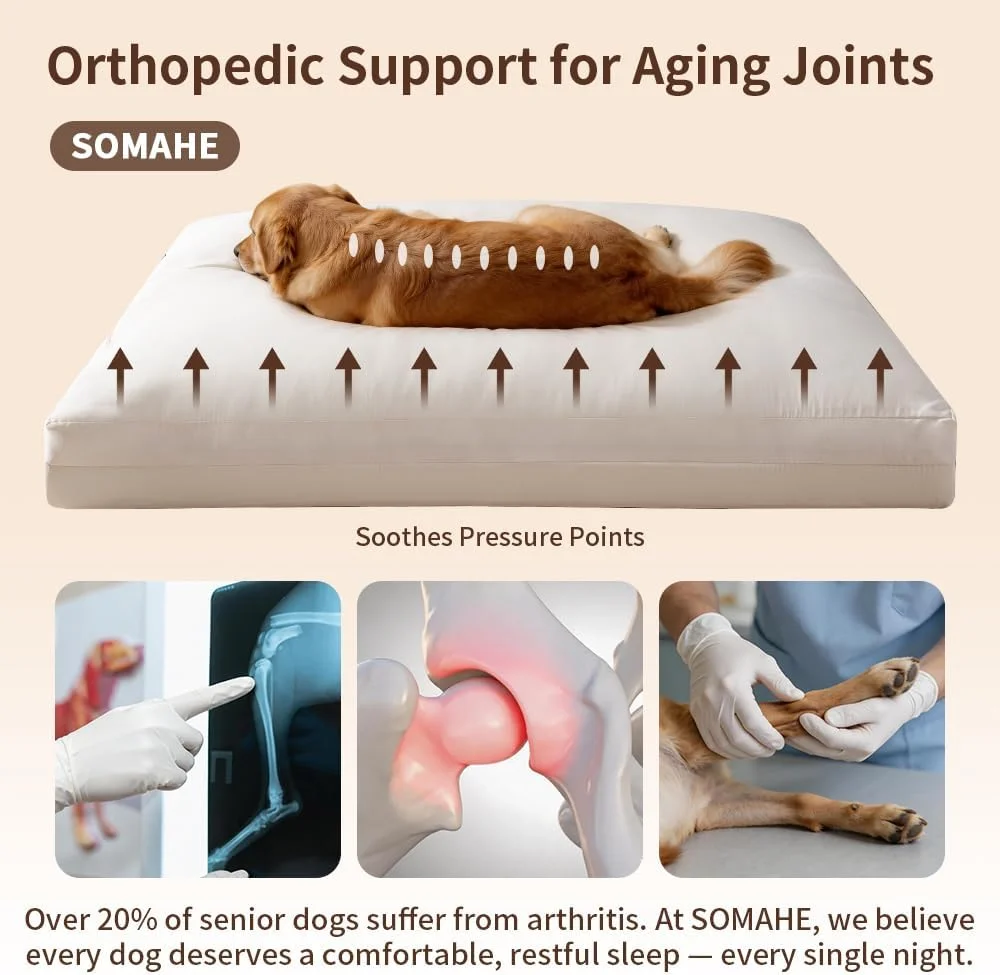 Side view of the SOMAHE Orthopedic Dog Bed showcasing its thickness
