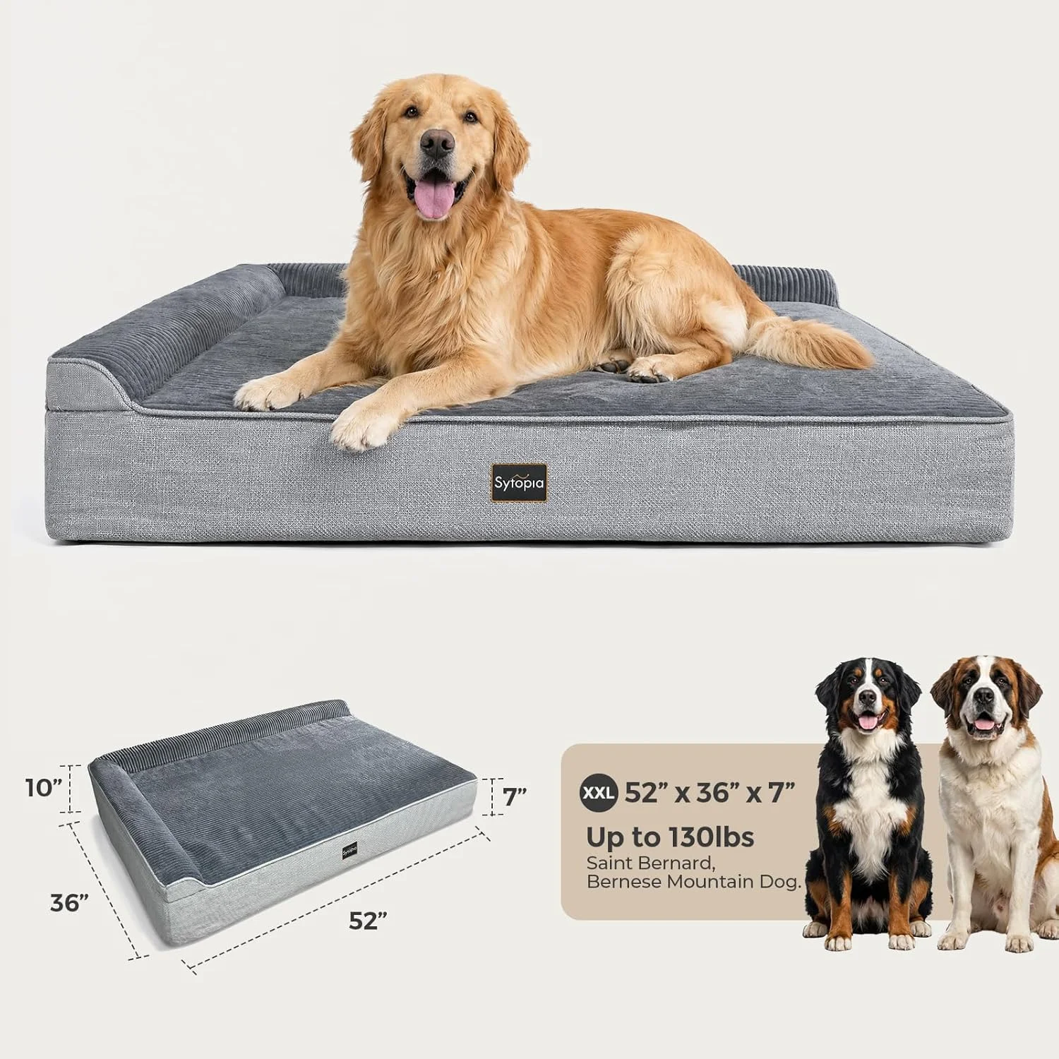 Close-up of Sytopia Orthopedic Dog Bed's dual-layer foam construction for joint support