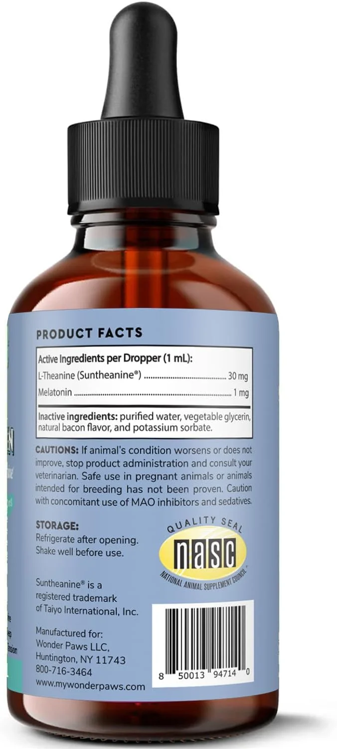Close-up of Melatonin and L-Theanine ingredients in Wonder Paws for Dogs