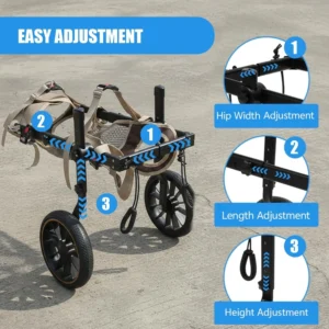 2-Wheel Dog Wheelchairs for Back Legs, Adjustable Pet Rehabilitation Walking Aid & Mobility Support Cart for Medium/Large Dogs, Weight Capacity 44-77 lbs - Size XXL view 3
