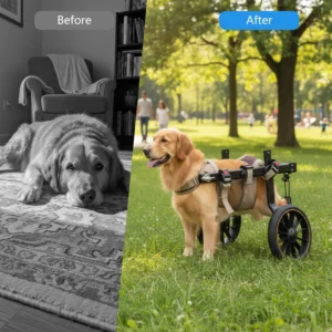 2-Wheel Dog Wheelchairs for Back Legs, Adjustable Pet Rehabilitation Walking Aid & Mobility Support Cart for Medium/Large Dogs, Weight Capacity 44-77 lbs - Size XXL
