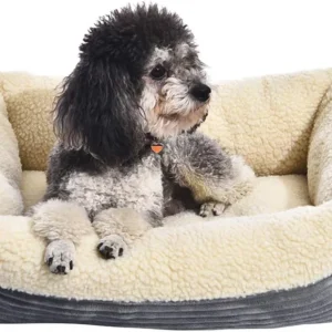 Amazon Basics Anti-Slip Self-Warming Pet Bed For Cat or Dog, Rectangle, Grey, 24"L x 20"W x 7"H view 1