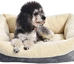 Amazon Basics Anti-Slip Self-Warming Pet Bed For Cat or Dog, Rectangle, Grey, 24"L x 20"W x 7"H