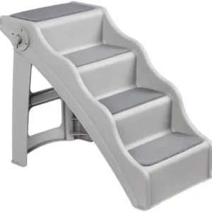 Amazon Basics Foldable Non-Slip Pet Stairs for Small Dogs and Cats, Senior Pets, Easy to Climb, 14.6" x 22.75" x 19.5", Grey view 6