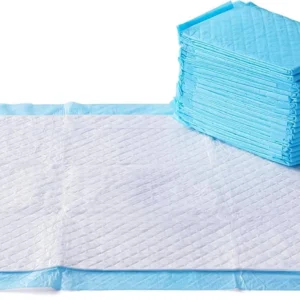 Amazon Basics Super Absorbent Dog and Puppy Potty Pads, Leak-Proof 5-Layer Design with Quick-Dry Surface for Housebreaking, Heavy Duty Absorbency, X-Large, 28 x 34 Inch, Blue & White, 25-Pack view 1