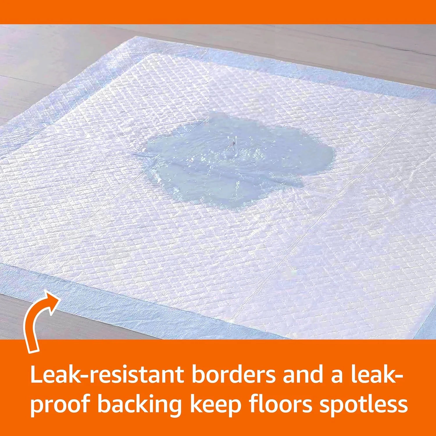 Leak-proof plastic border on puppy pad