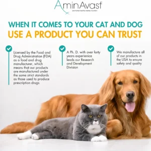 AminAvast Small Dogs & Cat Kidney Support - Promotes Healthy Kidney Support in Cats & Small Dogs - 300mg, 60 Capsule view 6