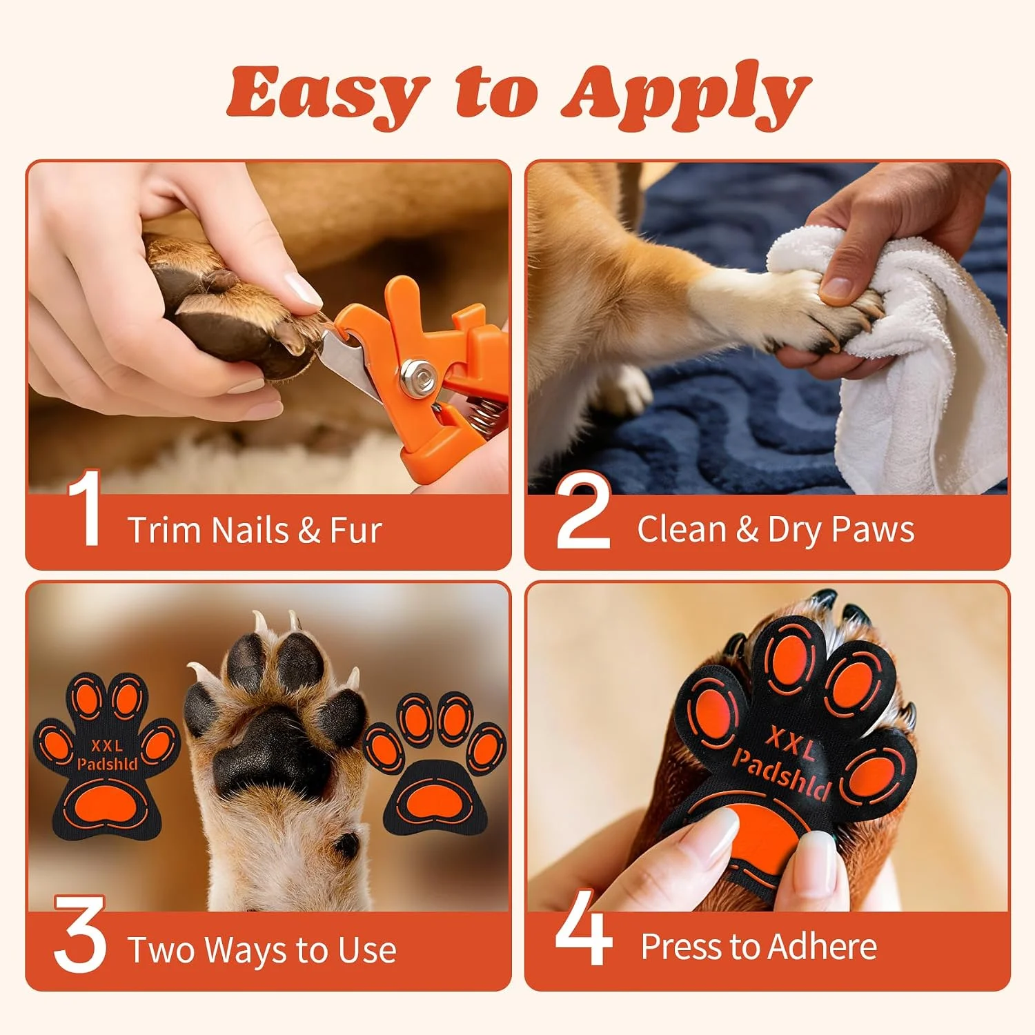 Applying traction pads to dog paw