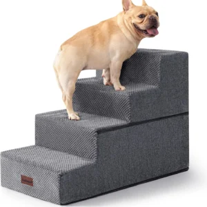 Aodisman Dog Steps for Bed and Couch, 4-Step Pet Stairs for Small Dogs, Indoor Non-Slip Dog Stairs for Old Cats, Puppy, Small Medium Dogs,18.5" H,Grey view 1