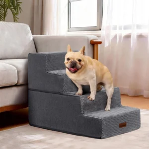 Aodisman Dog Steps for Bed and Couch, 4-Step Pet Stairs for Small Dogs, Indoor Non-Slip Dog Stairs for Old Cats, Puppy, Small Medium Dogs,18.5" H,Grey view 6