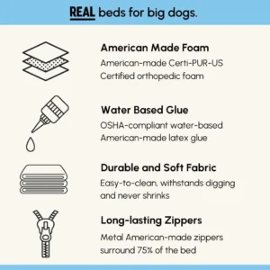 Barker Beds Large Orthopedic Dog Bed - 7" Memory Foam Mattress - 50-70 lbs - Joint Pain & Arthritis Support - Vet Recommended, Washable Cover - Made in USA - 48"x30"x7" - Khaki view 5