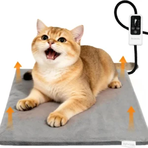 BECEMURU Cat Heating Pad, Waterproof Adjustable Temperature Heated Cat Bed 18x16 in, Chew-Resistant Cord Electric Warm Bed for Senior Pets, Soothing Pain Relief for Arthritis view 1