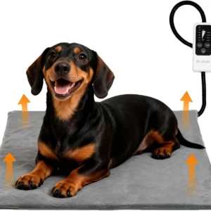 BECEMURU Cat Heating Pad, Waterproof Adjustable Temperature Heated Cat Bed 18x16 in, Chew-Resistant Cord Electric Warm Bed for Senior Pets, Soothing Pain Relief for Arthritis