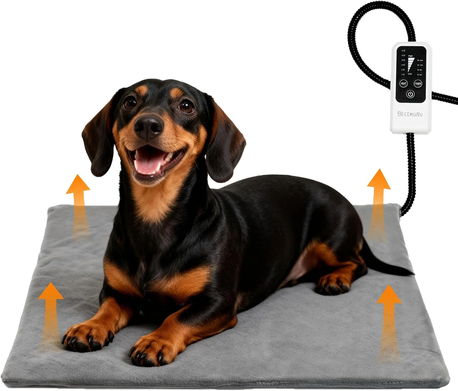 BECEMURU Cat Heating Pad, Waterproof Adjustable Temperature Heated Cat Bed 18x16 in, Chew-Resistant Cord Electric Warm Bed for Senior Pets, Soothing Pain Relief for Arthritis