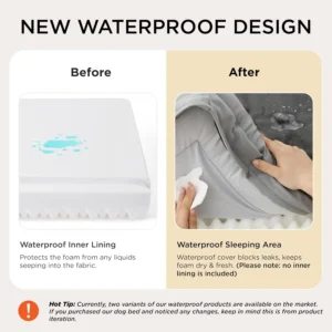 Bedsure Orthopedic Dog Beds for Extra Small Dogs- Washable Dog Cat Bed Waterproof, Comfort Pet Couch Sofa with Washable Removable Cover, Pets Bed with Nonskid Bottom, Grey, 20" view 4