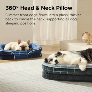 Bedsure Orthopedic Dog Beds Large Sized Dog - 360° Oval Bolster Large Dogs Bed for Senior Dogs with Waterproof Washable Cover, Big Comfort Pet Sofa Couch with Ultra-Soft Fleece, Grey, 35" view 2