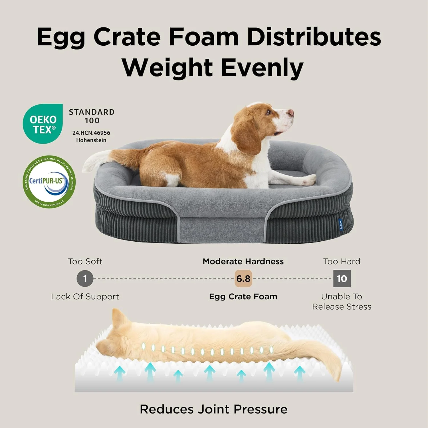 A dog snuggled into the ultra-soft fleece sleeping surface of the dog bed
