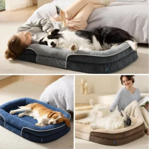 Bedsure Orthopedic Dog Beds Large Sized Dog - 360° Oval Bolster Large Dogs Bed for Senior Dogs with Waterproof Washable Cover, Big Comfort Pet Sofa Couch with Ultra-Soft Fleece, Grey, 35" view 5