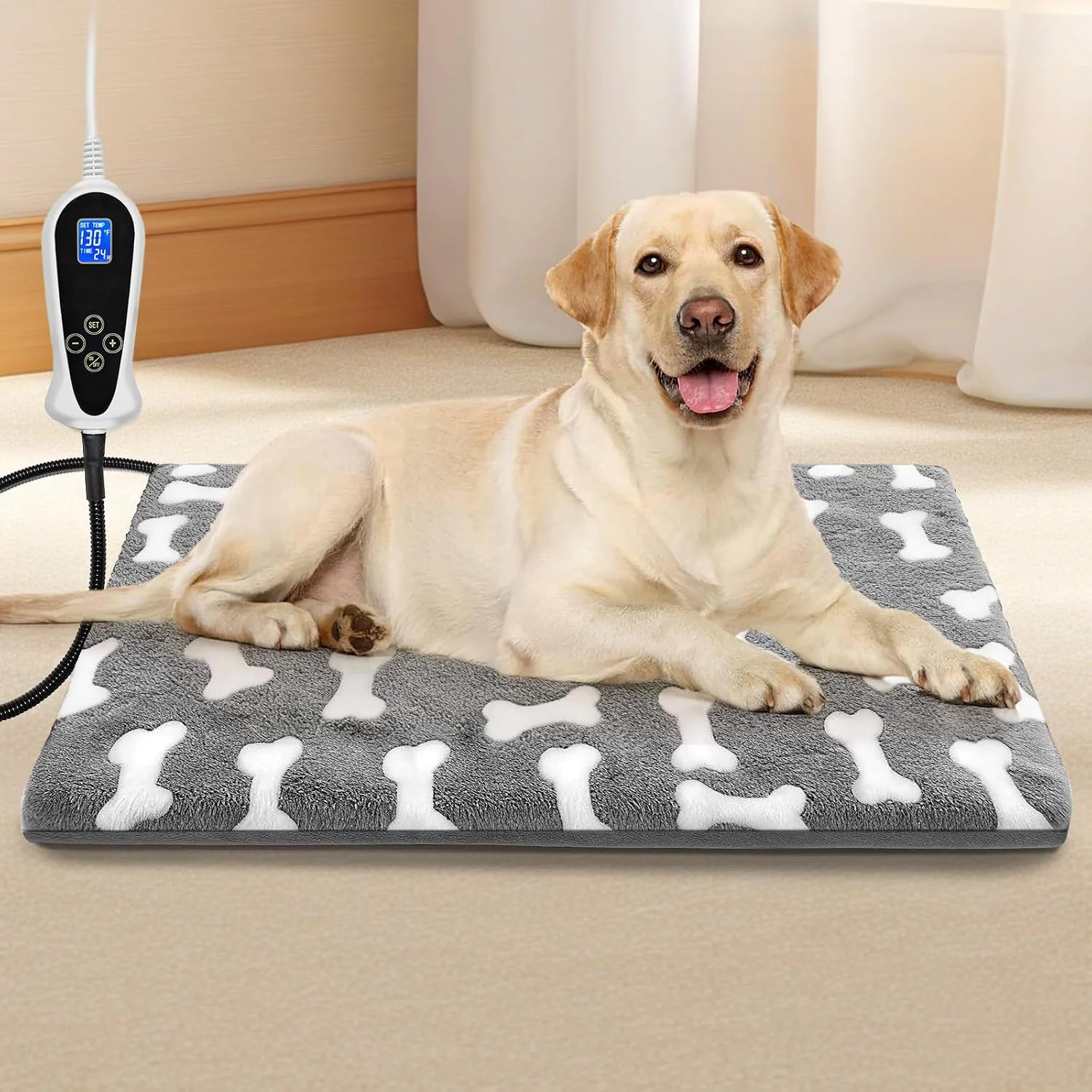 Senior dog resting comfortably on a Bestio heated pet pad