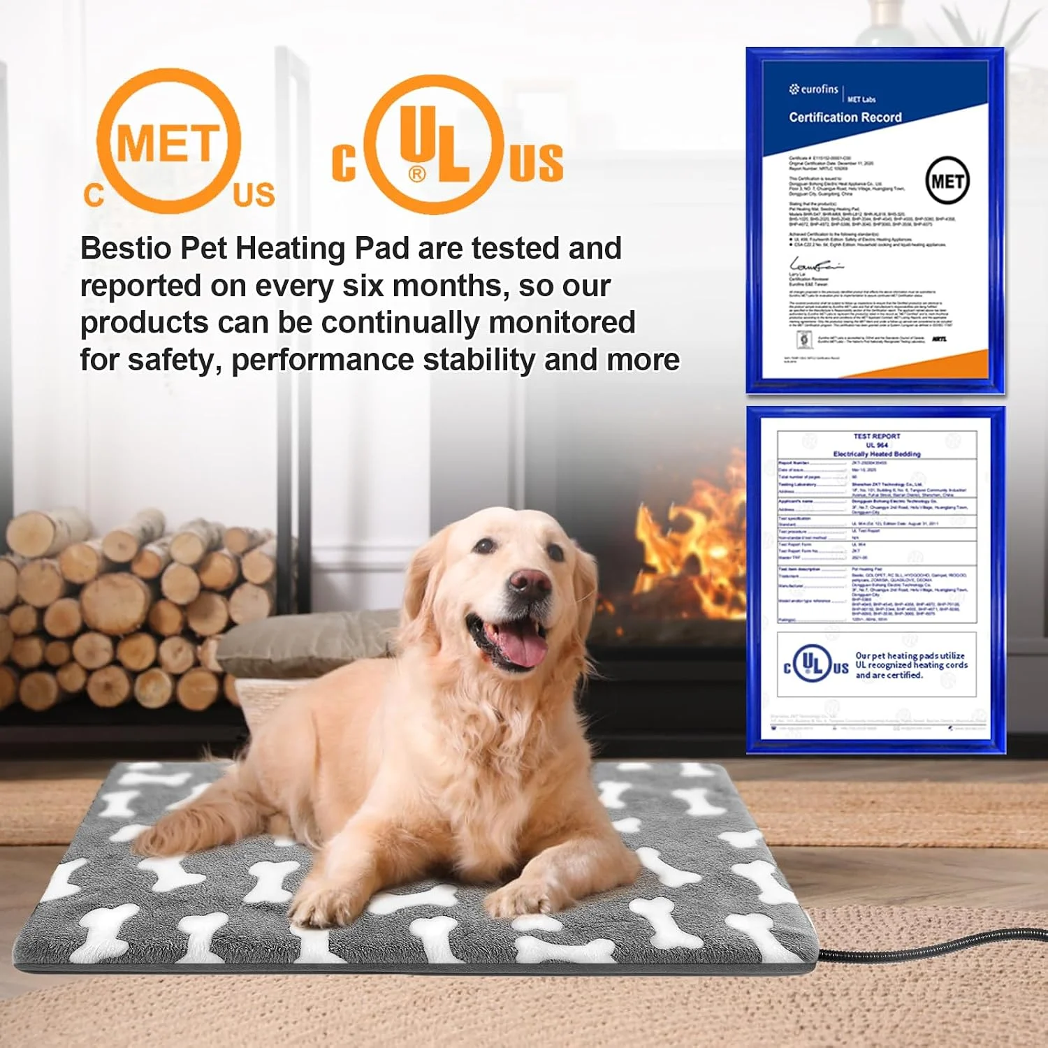 Dog sleeping on soft suede pet heating pad cover