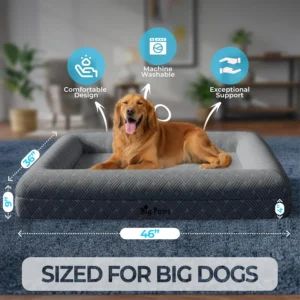 Big Paws Cooling Orthopedic Dog Bed for XL & Senior Dogs + Enclosed Support, High-Density Memory Foam, Waterproof Liners, Washable Cover, Charcoal Gray, Large view 3