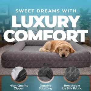 Big Paws Cooling Orthopedic Dog Bed for XL & Senior Dogs + Enclosed Support, High-Density Memory Foam, Waterproof Liners, Washable Cover, Charcoal Gray, Large view 5