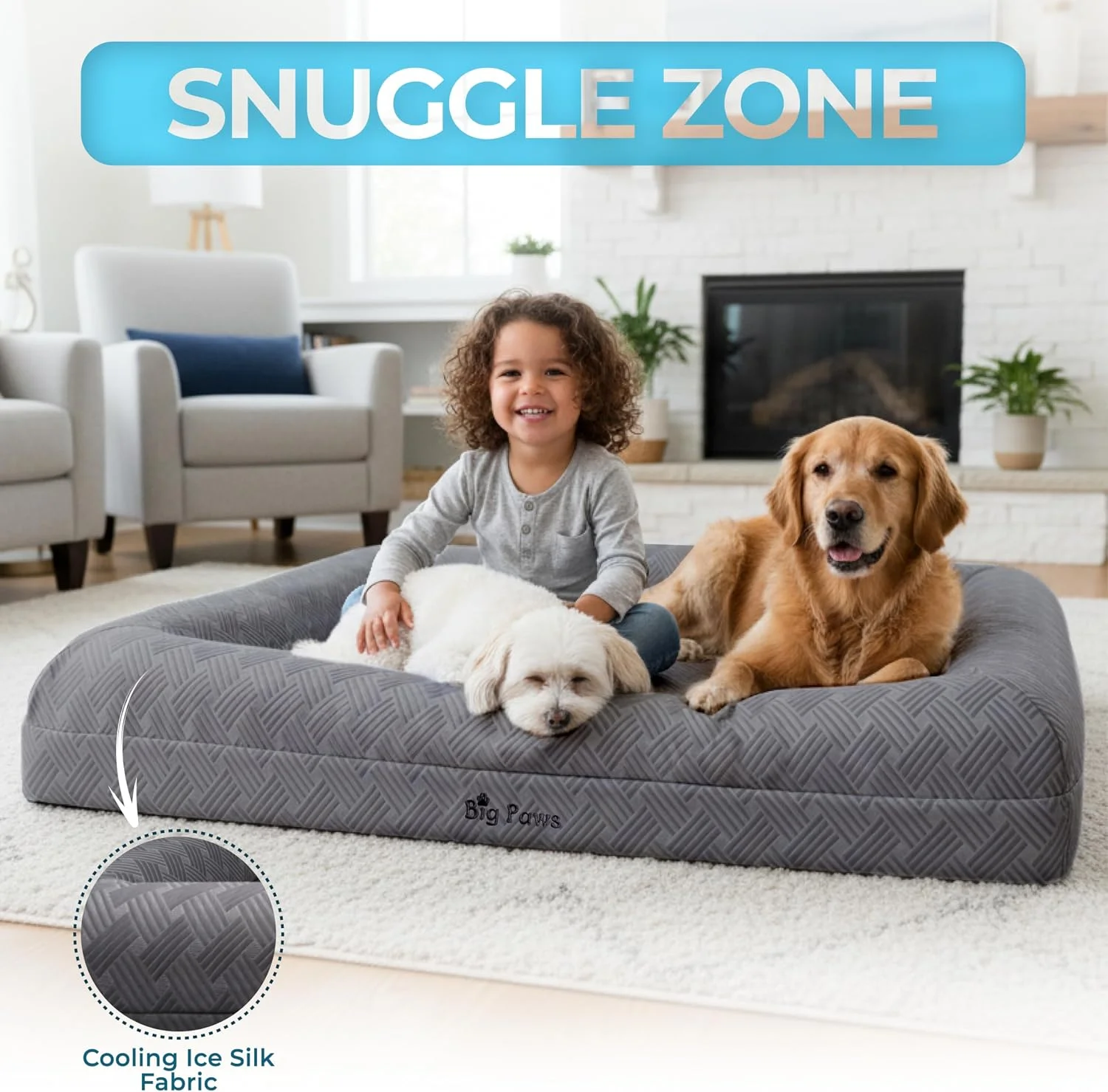 Large orthopedic bed in modern living room
