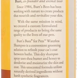 Burt's Bees for Pets Waterless Cat Shampoo Spray, No-Rinse Cat Dry Shampoo with Shea Butter & Honey for Gentle Cleaning Between Baths, pH Balanced, No Harsh Detergents, 10 Fl Oz view 2