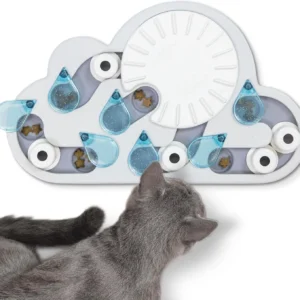 Catstages by Nina Ottosson Rainy Day Puzzle & Play Cat Puzzle Feeder – Interactive Treat Game for Indoor Cats, Level 3 Slow Feeder Enrichment Toy, 13.8" x 14" view 1