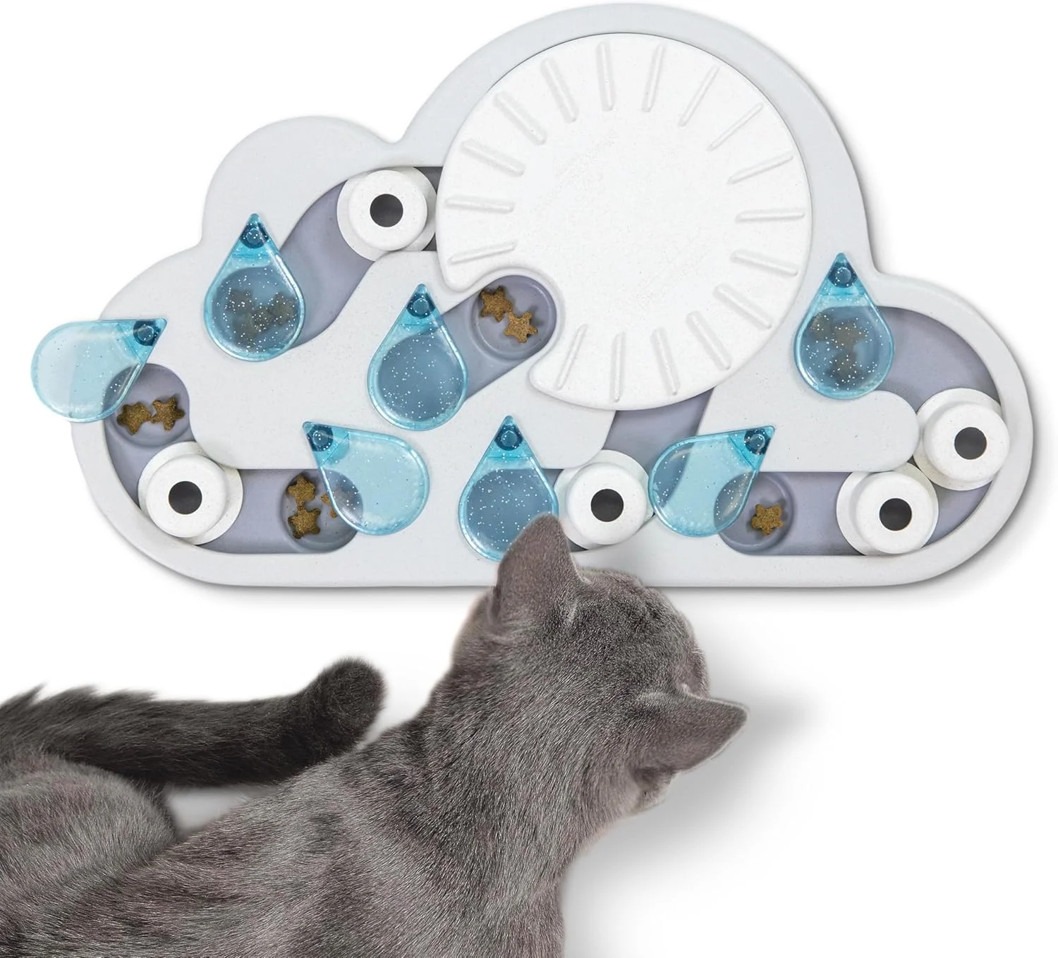 Cat playing with Nina Ottosson Rainy Day Puzzle Feeder