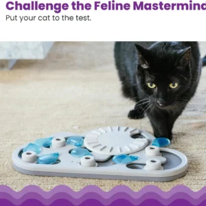 Catstages by Nina Ottosson Rainy Day Puzzle & Play Cat Puzzle Feeder – Interactive Treat Game for Indoor Cats, Level 3 Slow Feeder Enrichment Toy, 13.8" x 14" view 2
