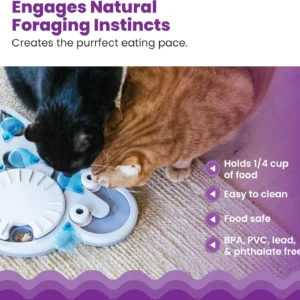 Catstages by Nina Ottosson Rainy Day Puzzle & Play Cat Puzzle Feeder – Interactive Treat Game for Indoor Cats, Level 3 Slow Feeder Enrichment Toy, 13.8" x 14" view 4