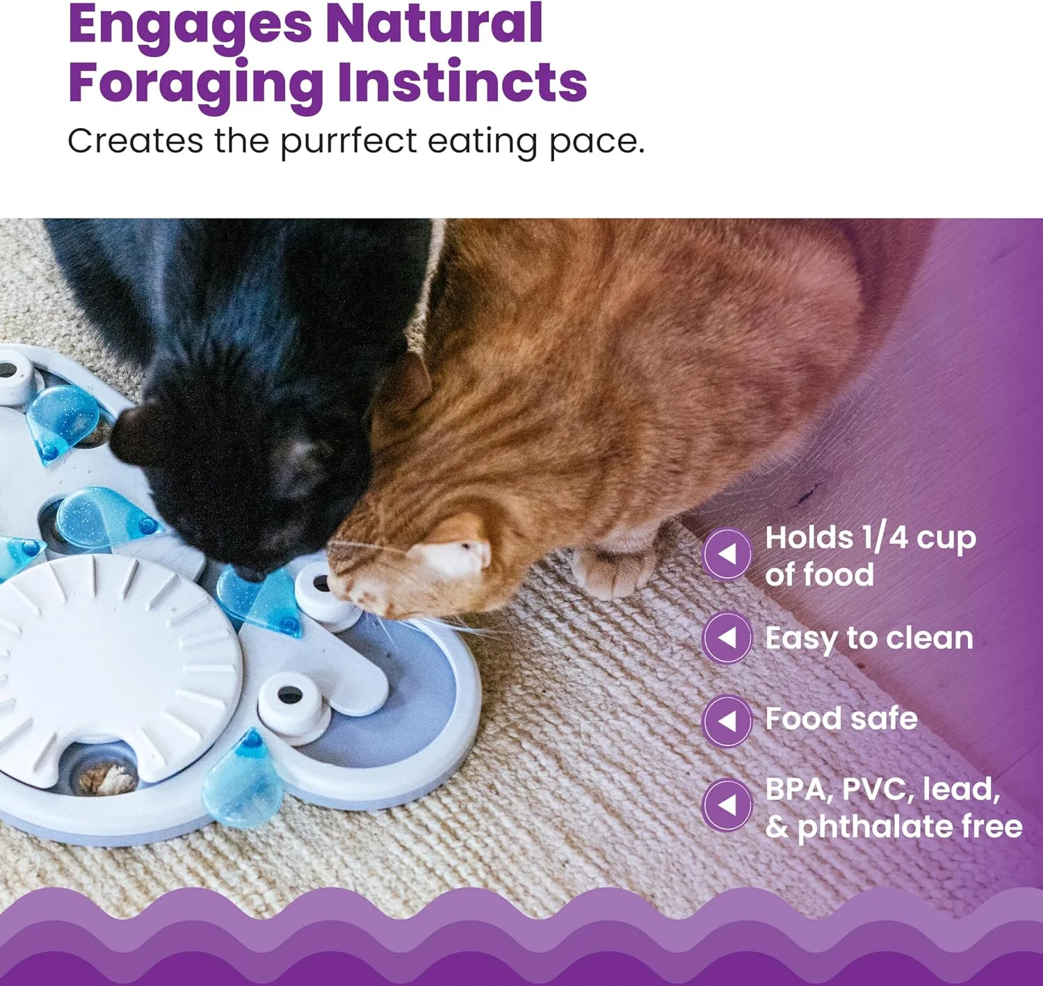 Cat eating slowly from puzzle feeder