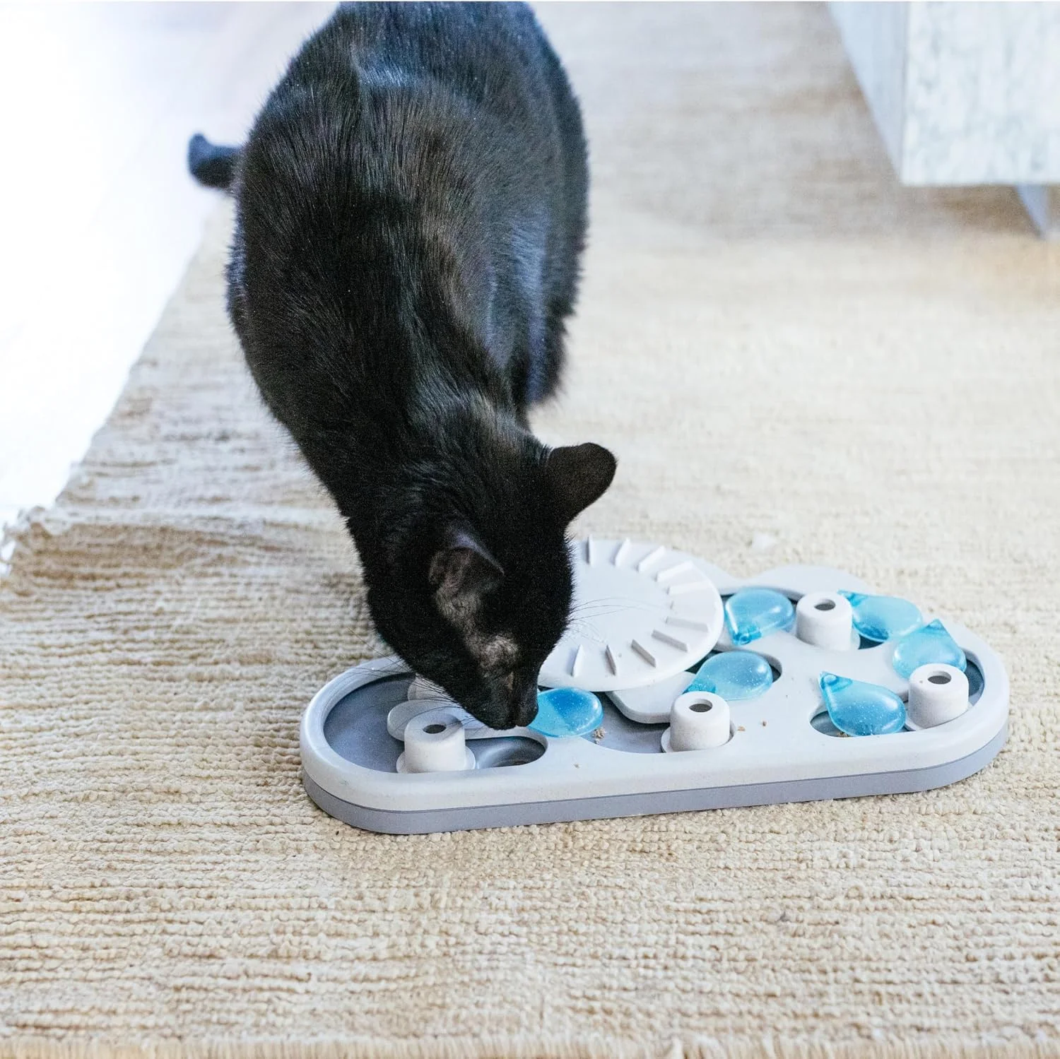 Catstages by Nina Ottosson Rainy Day Puzzle & Play Cat Puzzle Feeder – Interactive Treat Game for Indoor Cats, Level 3 Slow Feeder Enrichment Toy, 13.8" x 14"