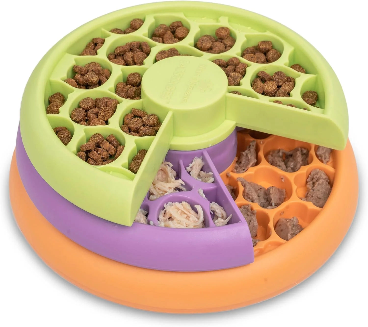 Cat engaging with Catstages Kitty Lickin' Layers puzzle toy