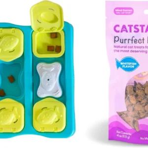 Catstages Snuffle Mat for Cats - Interactive Foraging Toy with Hidden Treats, Non-Slip Base, and Hunting Stimulation for Mental and Physical Activity, 8.7" x 6"