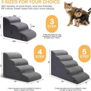 CiWiVOKi Dog Stairs for Bed, 5-Step Dog Steps for Couch and High Bed, Non-Slip Pet Stairs, 24" High Sofa Foam Ramp - Best for Small Pets, Older Cats with Joint Pain view 5