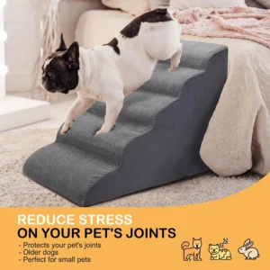 CiWiVOKi Dog Stairs for Bed, 5-Step Dog Steps for Couch and High Bed, Non-Slip Pet Stairs, 24" High Sofa Foam Ramp - Best for Small Pets, Older Cats with Joint Pain view 6