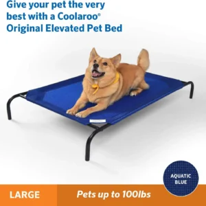 Coolaroo Original Elevated Dog Bed - Breathable Off-The-Ground Pet Bed with Cooling Fabric, Joint Relief & Moisture-Resistant Fabric, 100% Recyclable, Easy Clean, Aquatic Blue, Large view 2