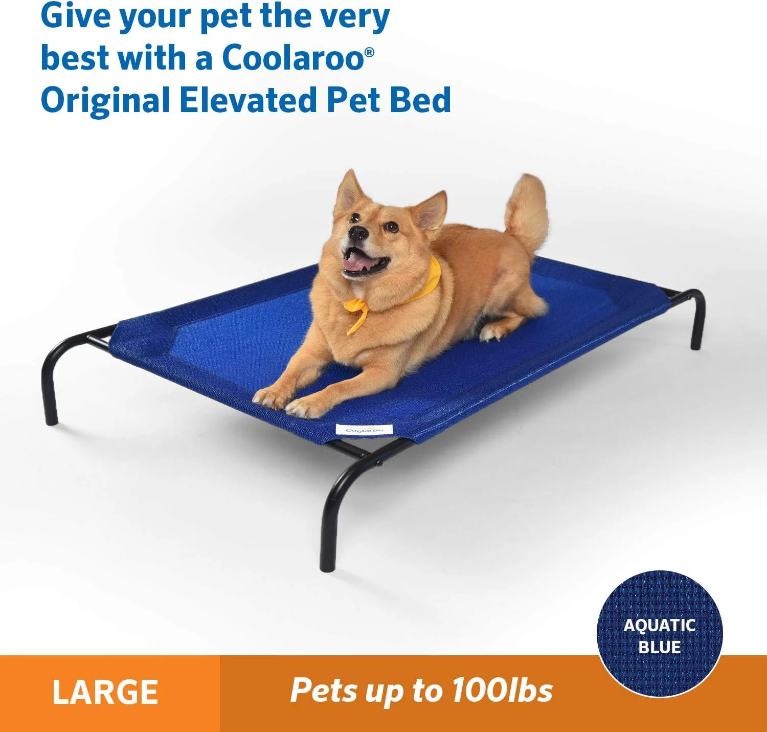 Close up of breathable cooling fabric on elevated dog bed
