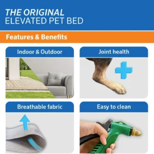 Coolaroo Original Elevated Dog Bed - Breathable Off-The-Ground Pet Bed with Cooling Fabric, Joint Relief & Moisture-Resistant Fabric, 100% Recyclable, Easy Clean, Aquatic Blue, Large view 3