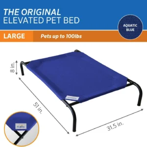 Coolaroo Original Elevated Dog Bed - Breathable Off-The-Ground Pet Bed with Cooling Fabric, Joint Relief & Moisture-Resistant Fabric, 100% Recyclable, Easy Clean, Aquatic Blue, Large view 4